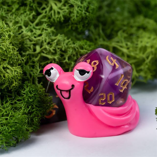 Pink Snail d20 Stand: Small Plastic Novelty Item for Dice Lovers Desks