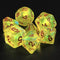 Lemon Yellow Glitter with Red Numbering 7-Dice Set RPG
