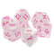 Cloudy Passion Translucent White Swirl Poly Dice Set with Pink (7) RPG DnD HdDice