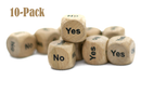 10-Pack Yes/No Dice Wooden 16mm d6 w/Black Rounded Corners - Wood Dice